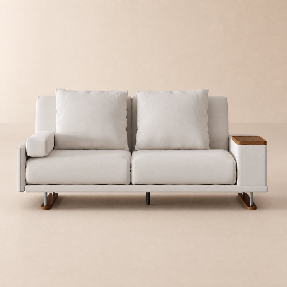 Canapé-lit futon convertible 2 places en velours Queen de 82 pouces avec table d'appoint image de fenêtre