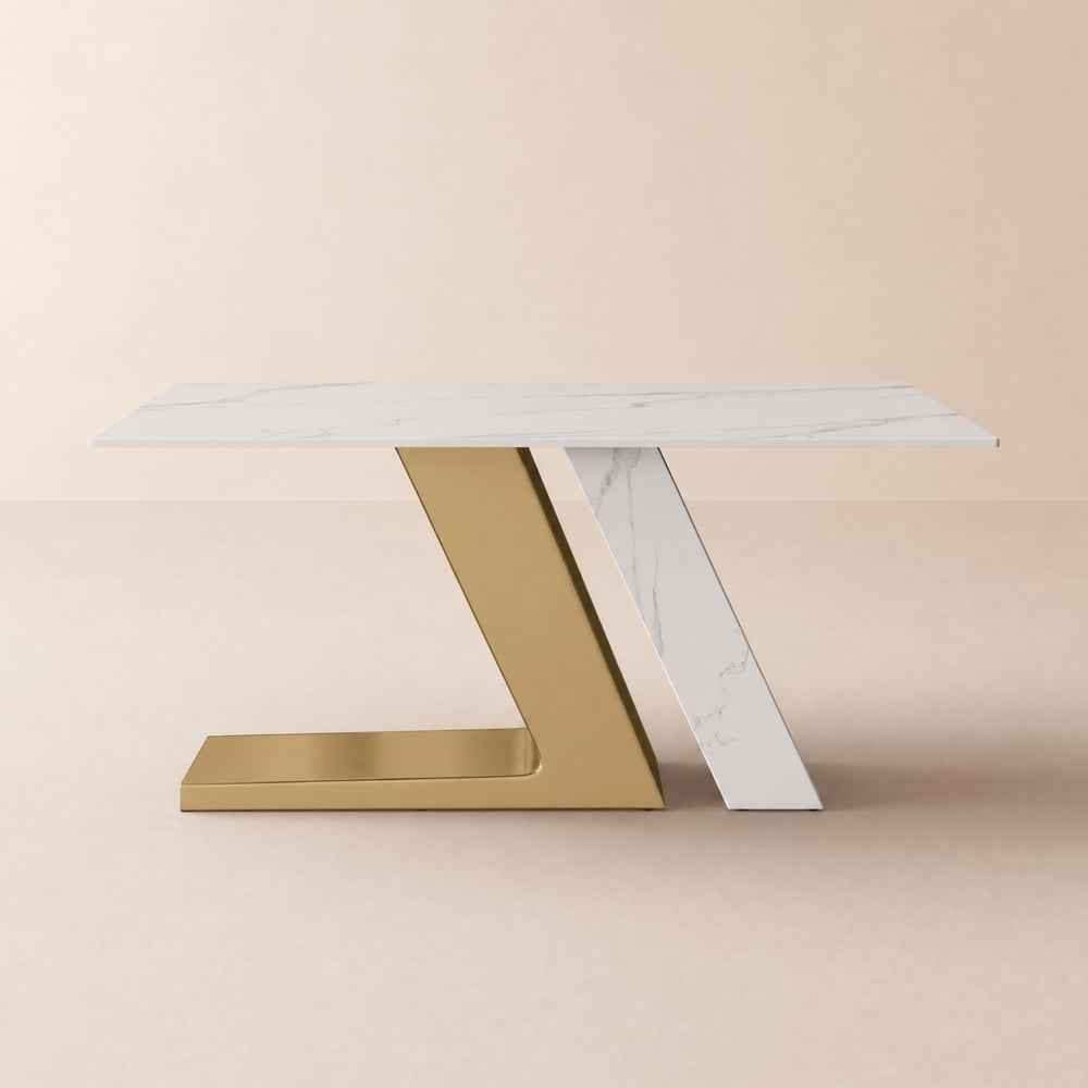 Silexa Modern 1600 mm Rectangular Glossy Sintered Stone Dining Table, Seats 4 window image