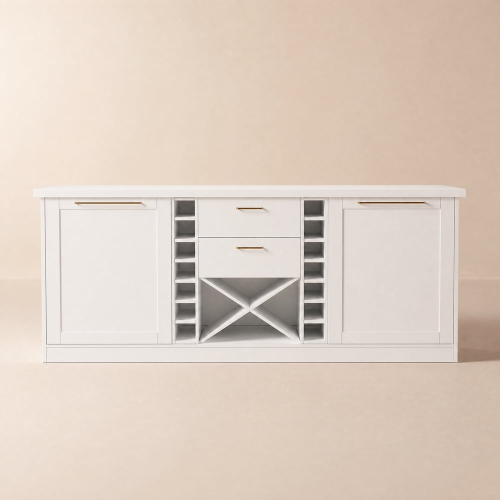 Îlot de cuisine moderne en pierre frittée blanche de 1830 mm avec cave à vin image de fenêtre