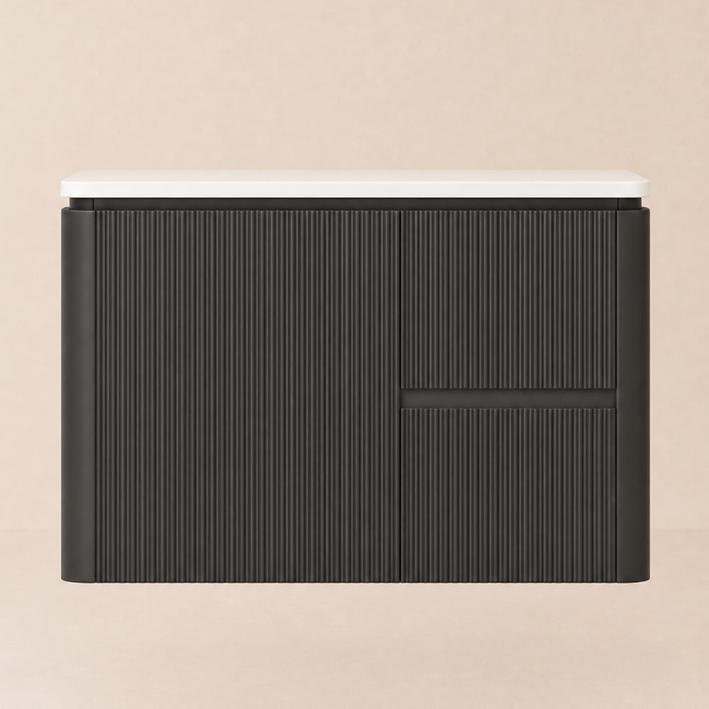 Armário de banheiro flutuante moderno de 80 cm com pia, LED suave, amplo armazenamento Imagem da janela