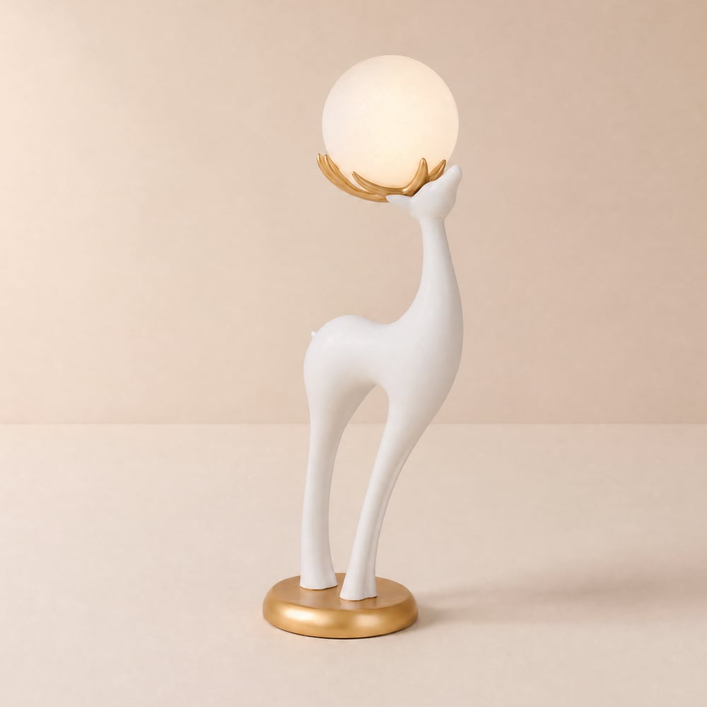 Modern Resin Deer Floor Lamp with Remote Control – 76 cm Tall with Light-Up Ball window image