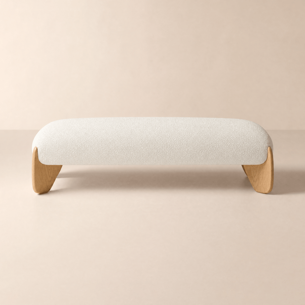 Curva Boucle Upholstered Bedroom Bench window image