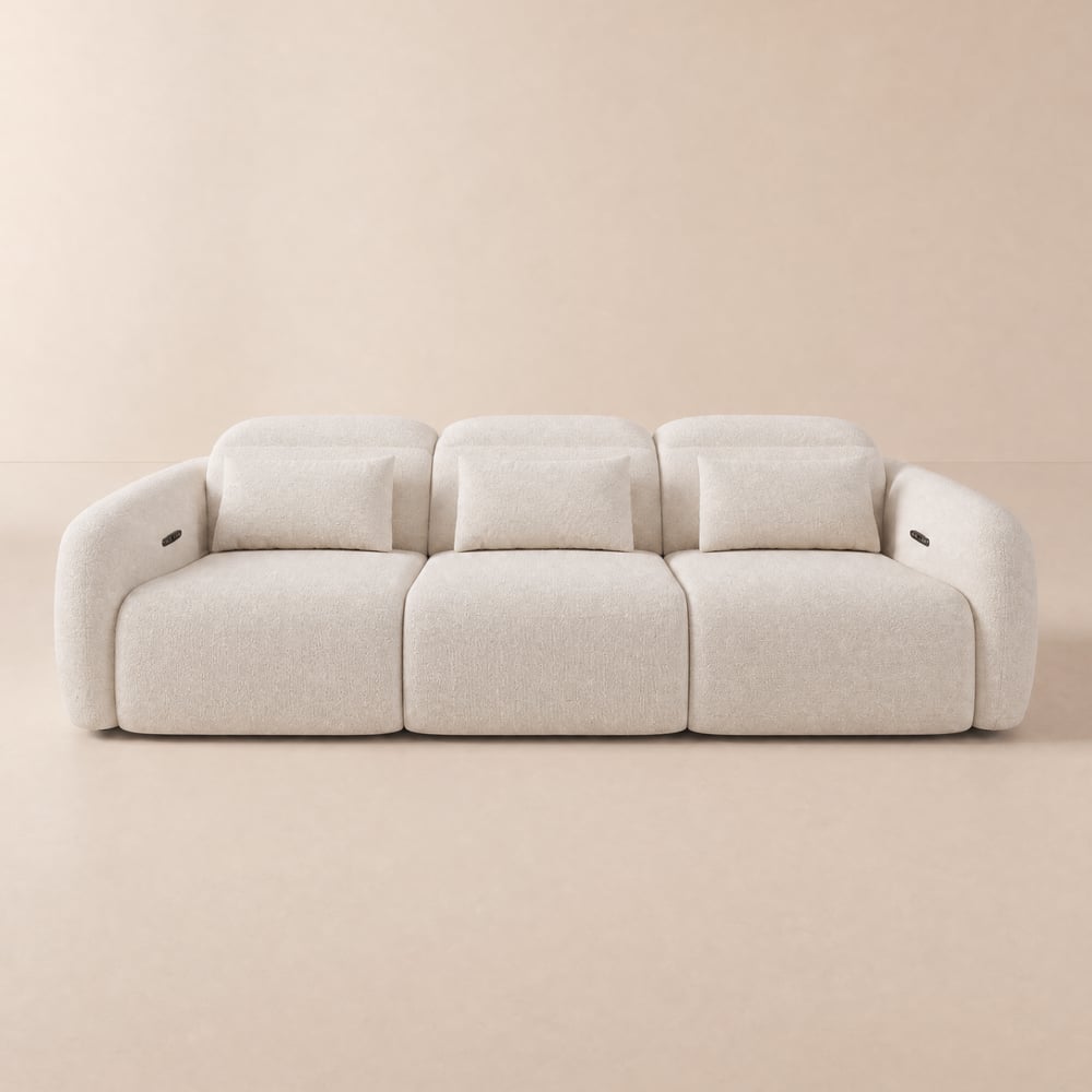 312cm 3-Seater Chenille Zero Gravity Power Reclining Sofa with Pillows & USB Port window image