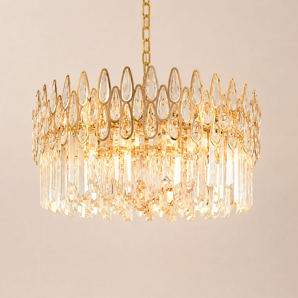 Ketose Modern Gold 6-Light Crystal Chandelier with Adjustable Chain window image