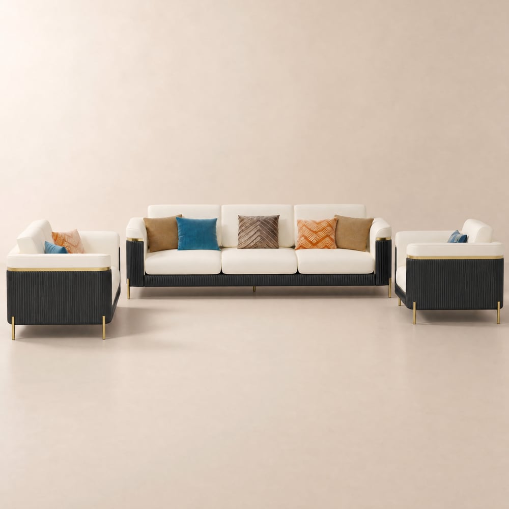 Vertex Modern Leather 3-Piece Living Room Sofa Set window image