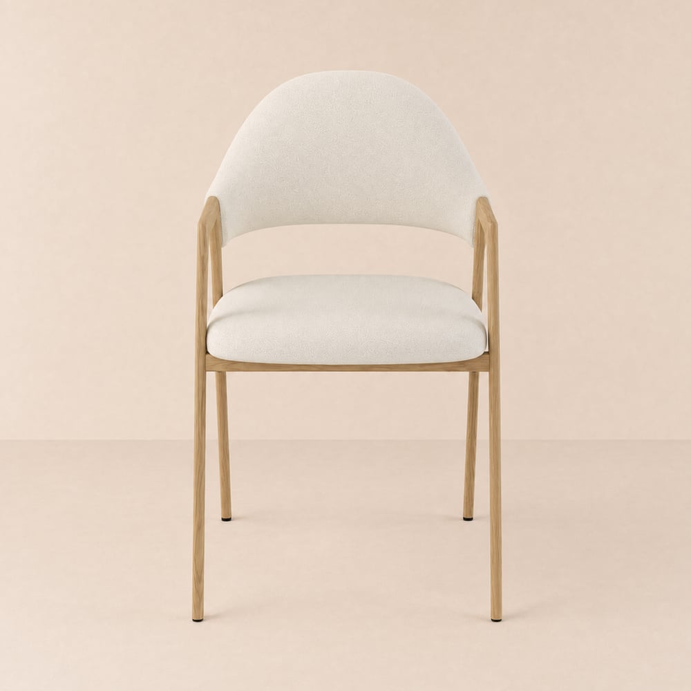 Modern Warm White Boucle Dining Chair with Upholstered, 2 Pieces window image