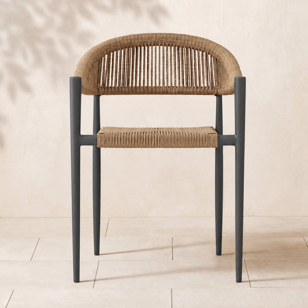 Chaise de salle à manger empilable en aluminium pour terrasse, gris foncé, lot de 2 image de fenêtre