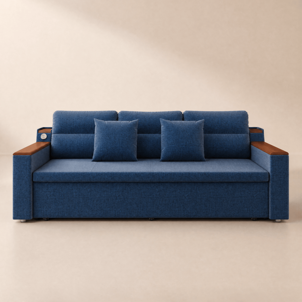 83" Queen Cotton & Linen Sleeper Sofa with Storage window image