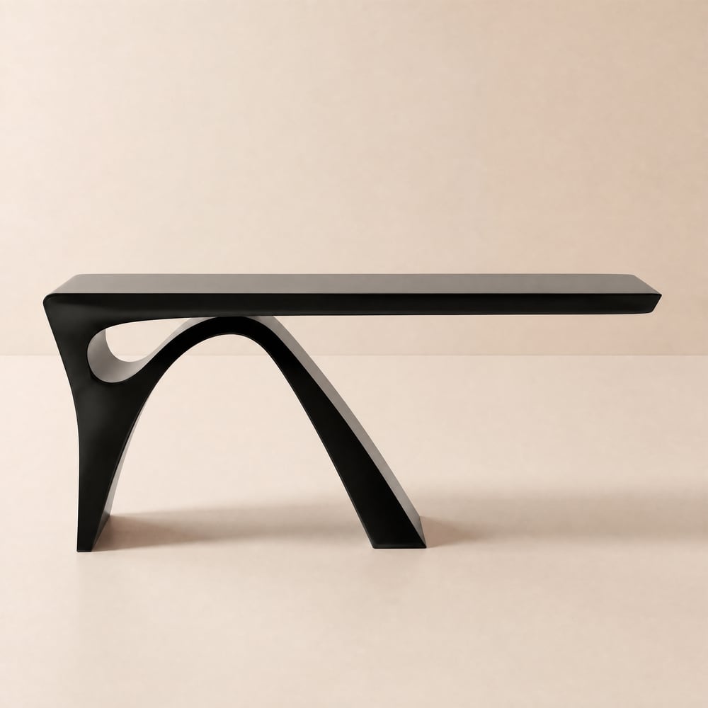 Modern 1800 mm Rectangular Black Writing Desk with Arched Base window image