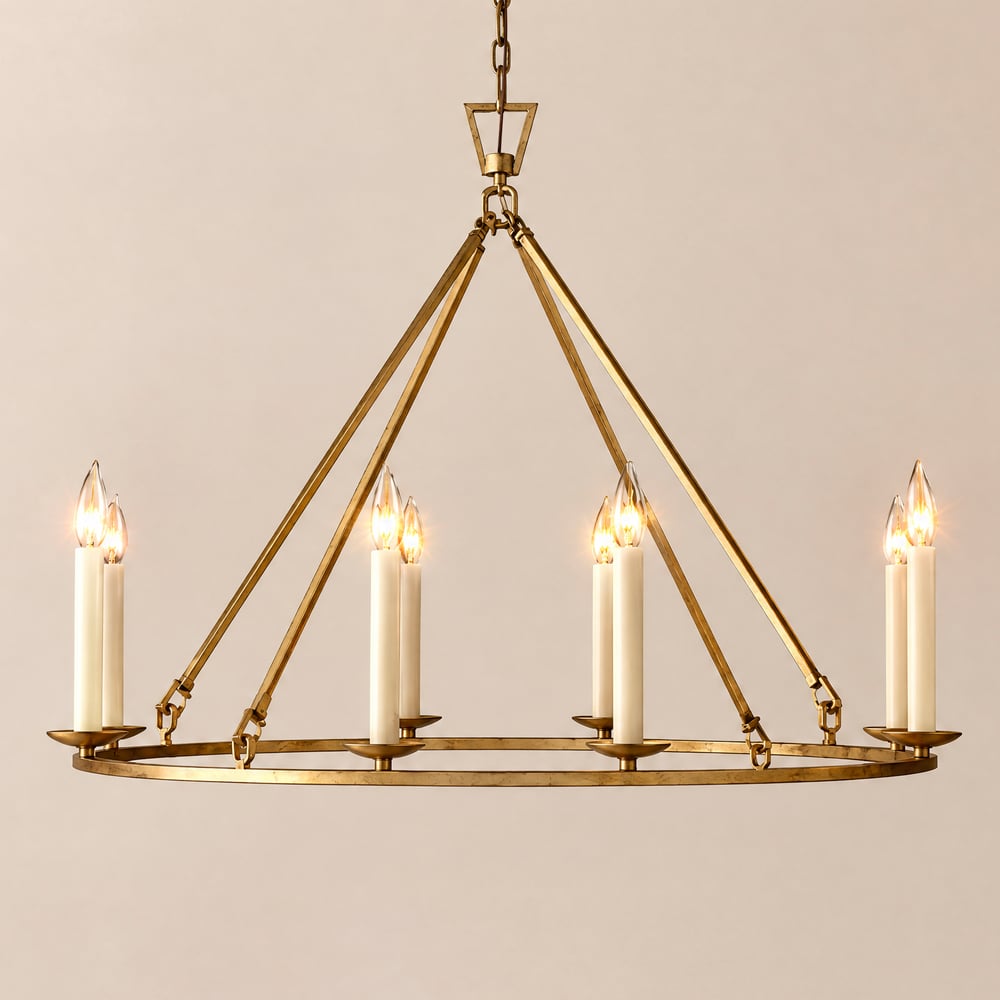 8-Light Brass Chandeliers window image