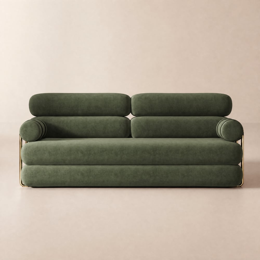 205 cm 3-Seater Chenille Velvet 4 in 1 Futon Convertible Sleeper Sofa window image