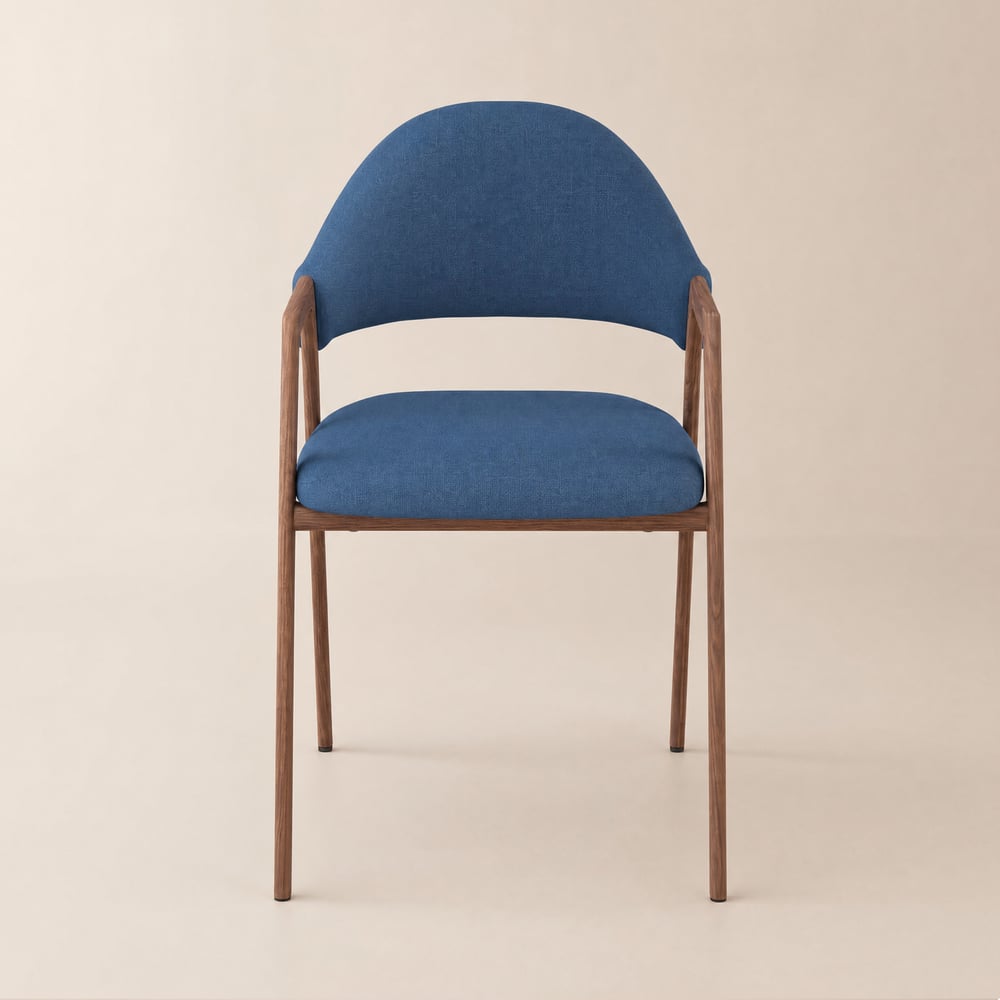 Modern Blue Linen Dining Chair with Upholstered, 2 Pieces window image