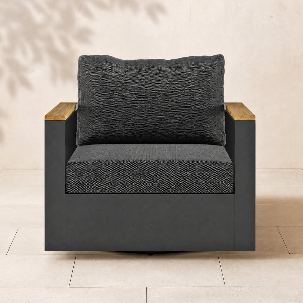 Tevara Outdoor Teak & Aluminium Swivel Lounge Chair in Grey window image