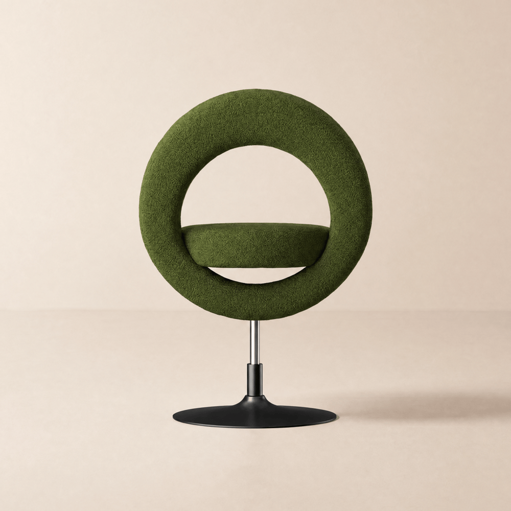 Modern Boucle Adjustable Vanity Stool with Back window image