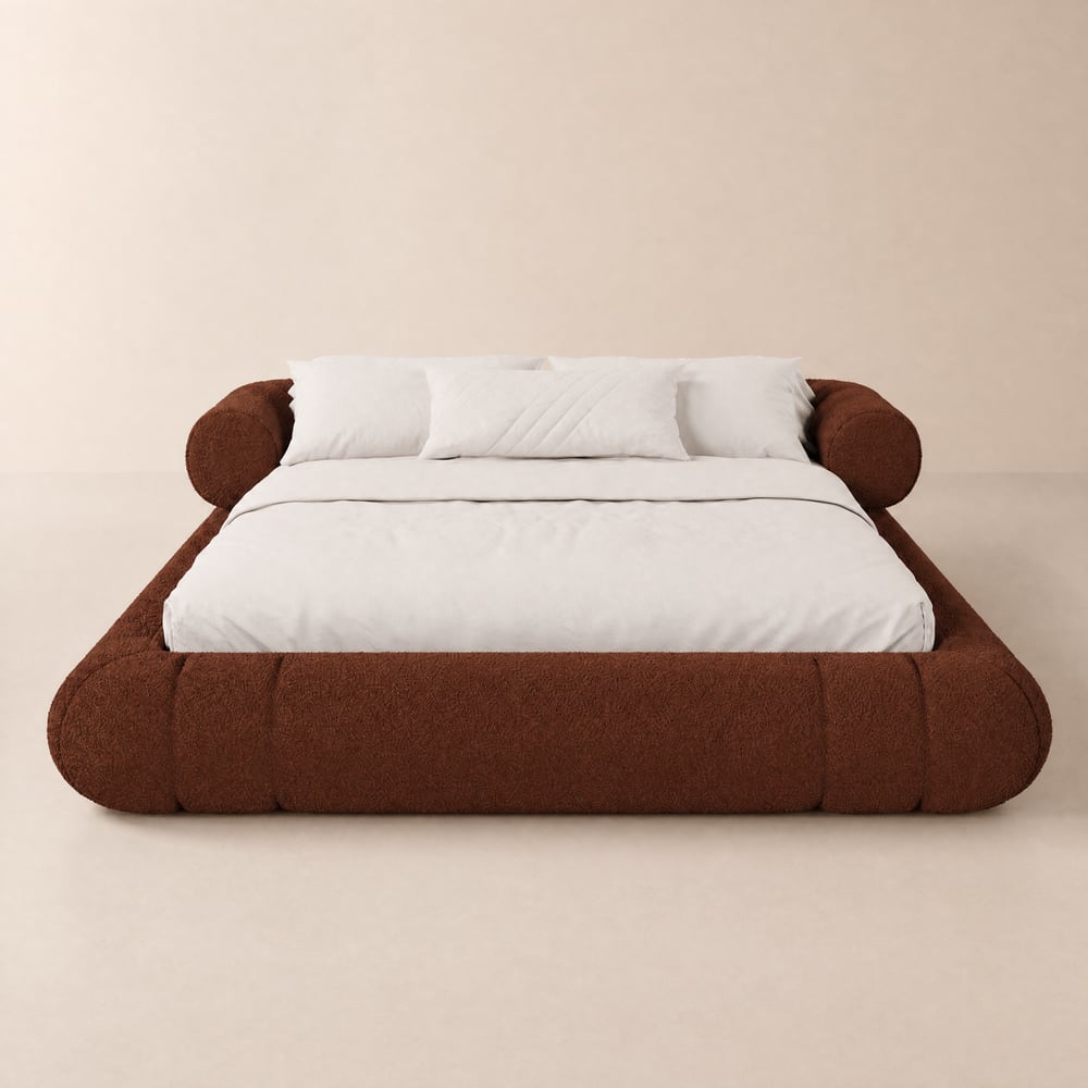 King Size Boucle Upholstered Cloud Floor Bed Frame window image