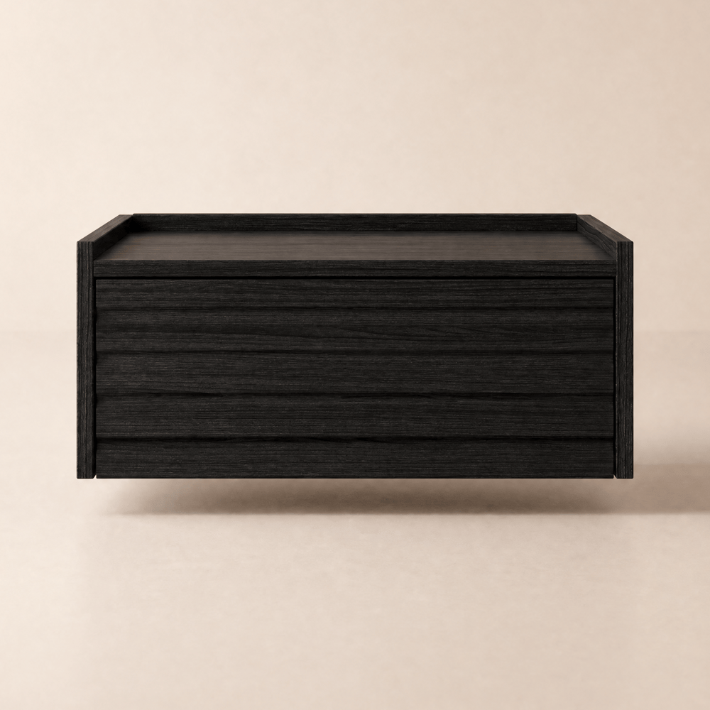Wooden 1-Drawer Floating Bedside Table with Light & Charging Station window image