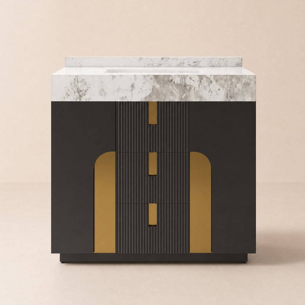 36" Artis Freestanding Bathroom Vanity Single Sink Vanity Cabinet Sintered Stone Top window image