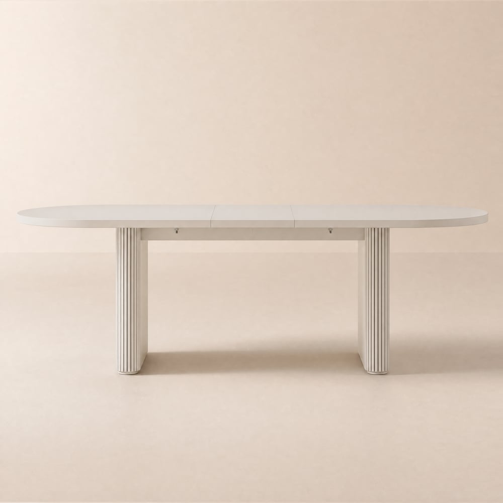 Tavolo da Pranzo Ovale Allungabile Fluve 200-240 cm Bianco, 6-8 Persone Immagine della finestra