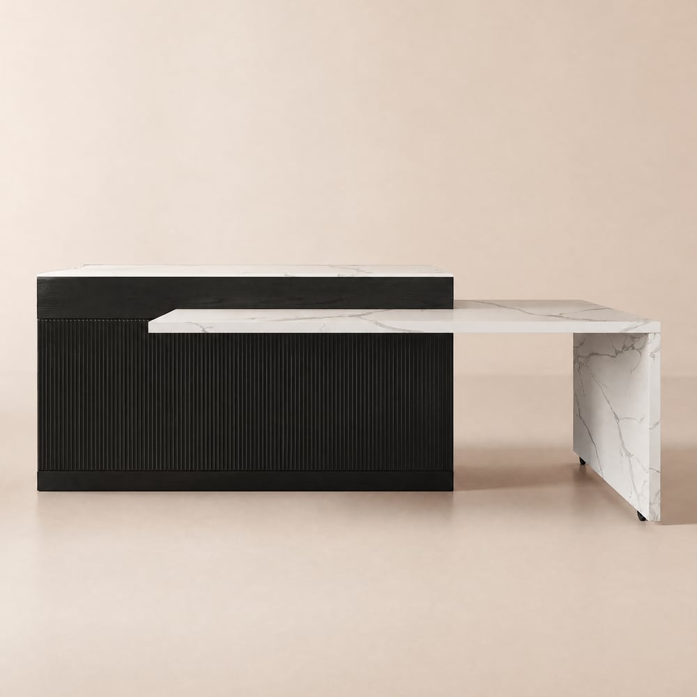 Black Extendable Kitchen Island with Sintered Stone Top from 2050 mm to 2680 mm window image