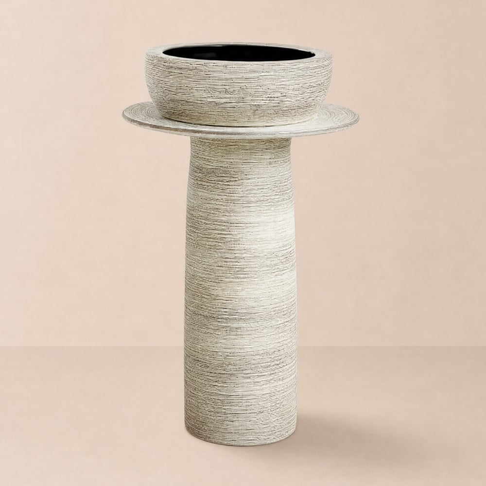 Kaolin Clay Pedestal Basin Washbowl without Waste & Tap Outdoor and Indoor window image