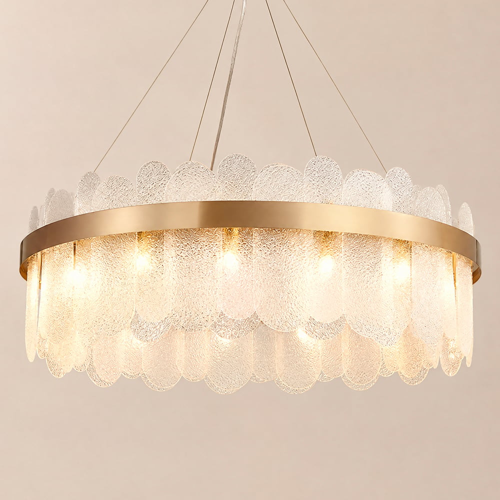 Modern Round 10-Light Tiered Clear Glass Chandelier window image