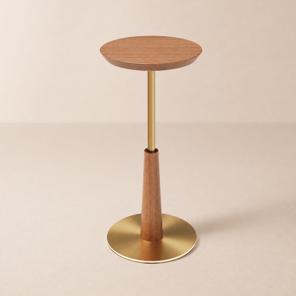 Table à boire ronde en noyer, 230 mm, style Mid-Century image de fenêtre