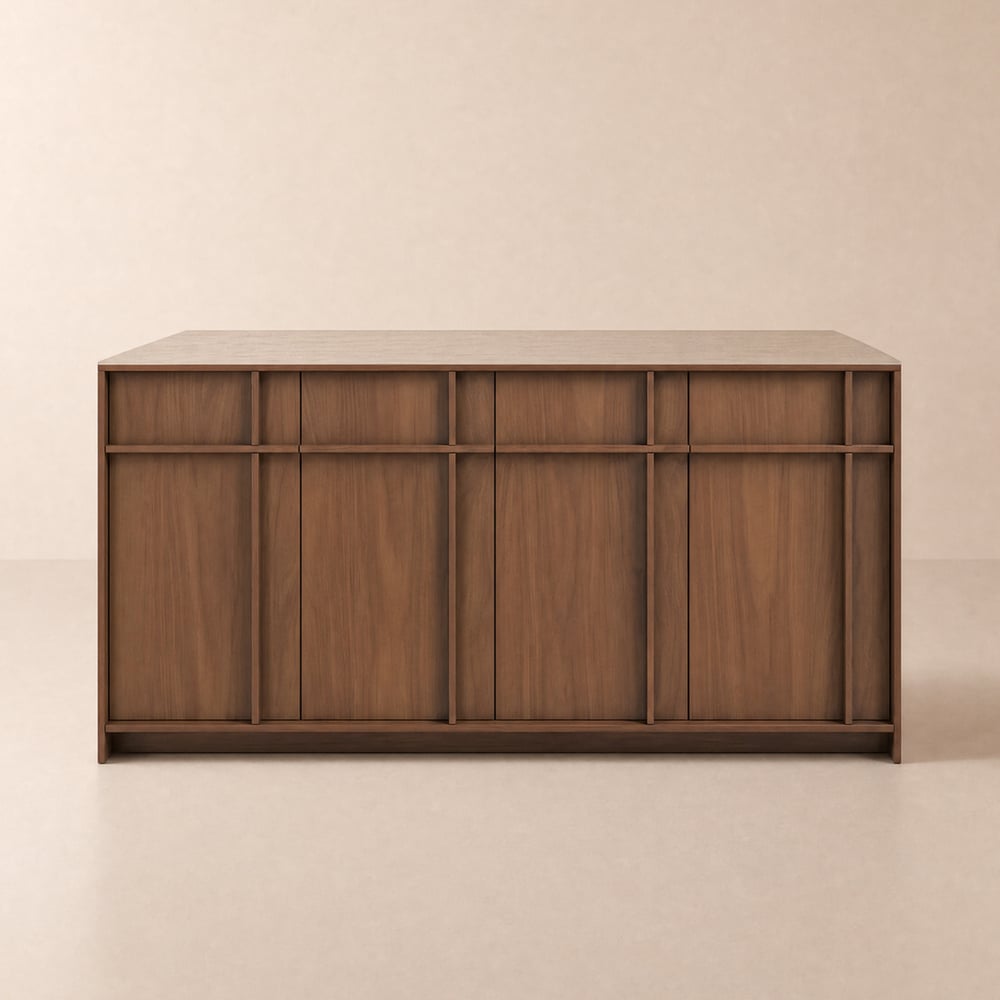Panvyr 72" Faux Travertine Sintered Stone Kitchen Island with Storage & LED Light window image