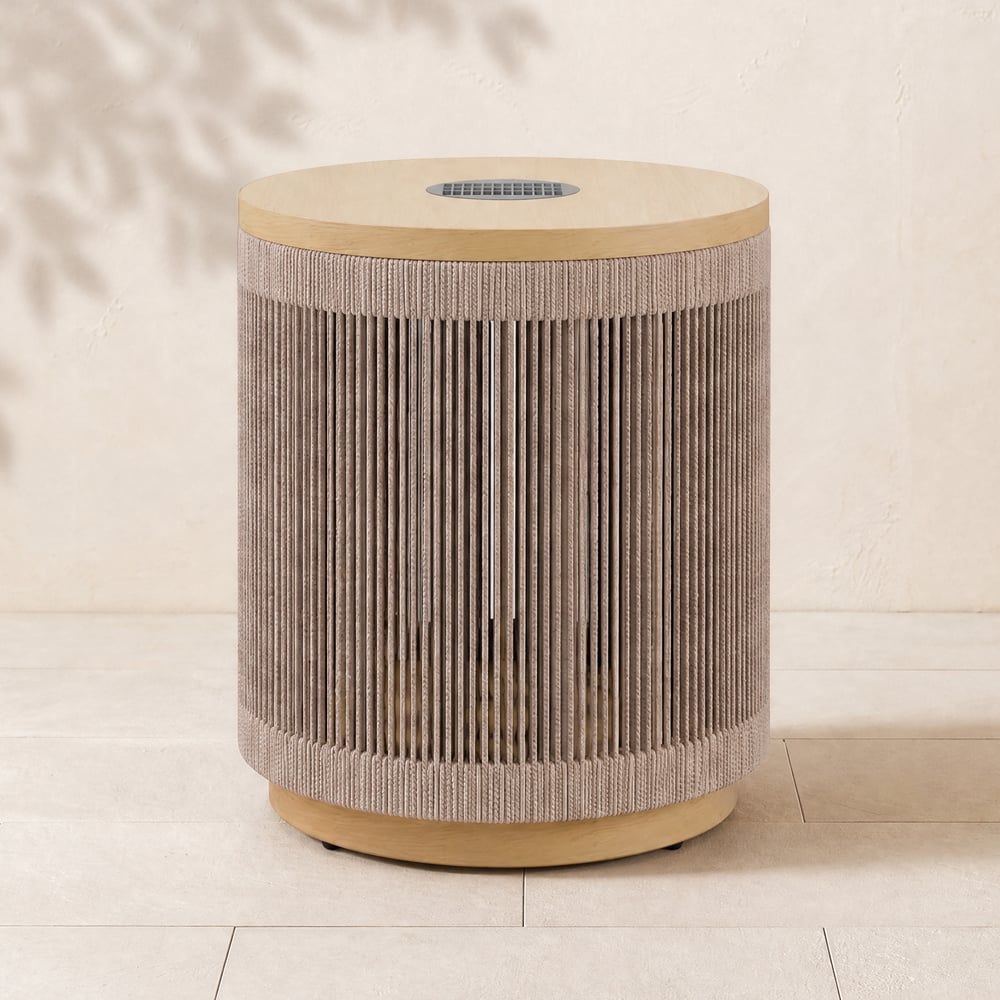Costra Outdoor Handwoven Rope & Aluminium Storage Side Table with LED window image