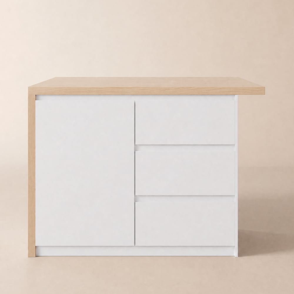Îlot de cuisine moderne de 50 pouces en bois avec rangement, Naturel image de fenêtre