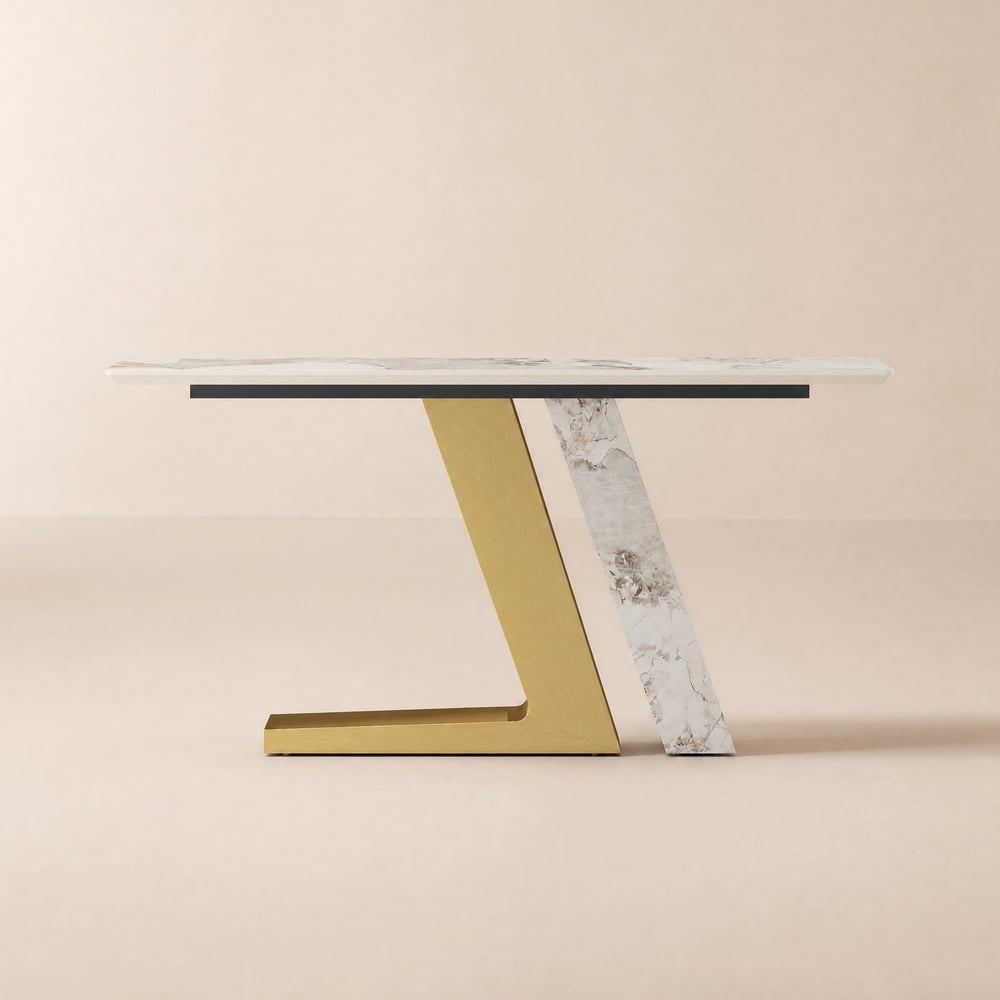 Silexa  60" Modern Console Table with White Sintered Stone Top window image