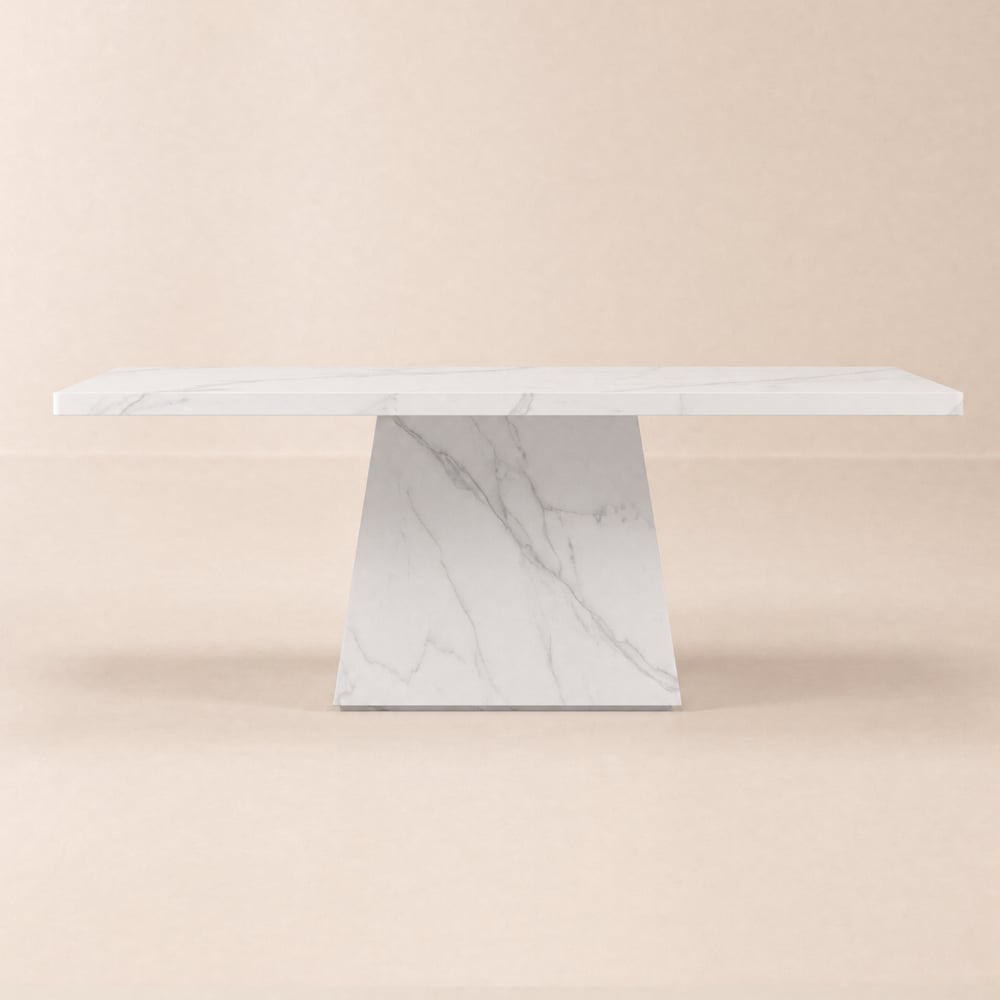 Mesa de comedor rectangular moderna de piedra sinterizada de 79" (200 cm), interior/exterior, para 6 personas Imagen de ventana