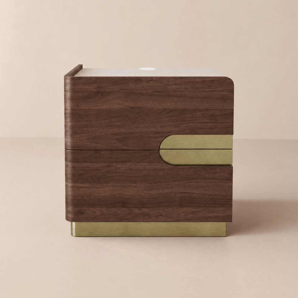 Horva 2-Drawer Nightstand with Charging Station & Travertine Sintered Stone Top window image