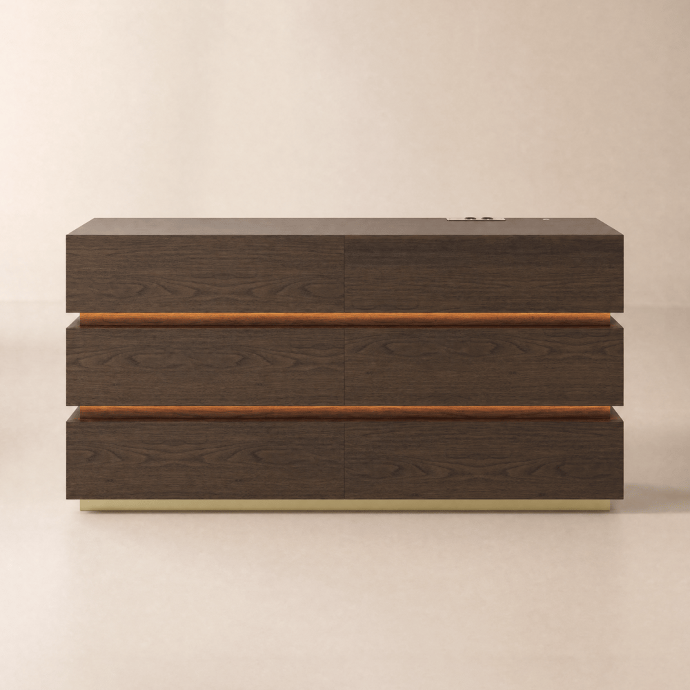 Lumio 150 cm LED 6-Drawer Dresser with Charging Station window image
