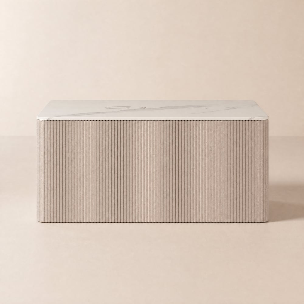 Beige Corduroy Floating Nightstand with Charging Station and Light window image