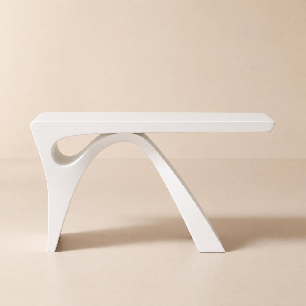 Modern 1400 mm Rectangular White Writing Desk with Arched Base window image