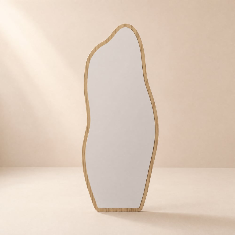 Unusual wooden mirror for wall or floor mounting window image