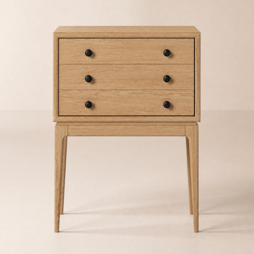 Tanic Mid Century Modern Chest Cabinet with Storage 3 Drawers of Ash Wood window image