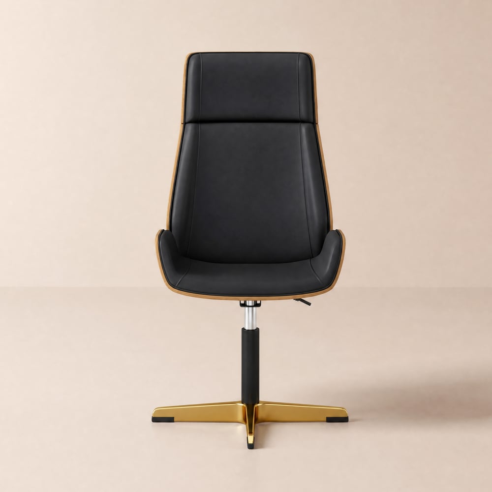 Fauteuil de bureau exécutif pivotant à dossier haut en cuir PU noir avec hauteur réglable image de fenêtre