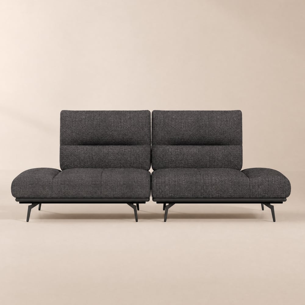 2-Piece Yarn-Dyed Fabric and Faux Leather Reclining Sectional Sofa window image