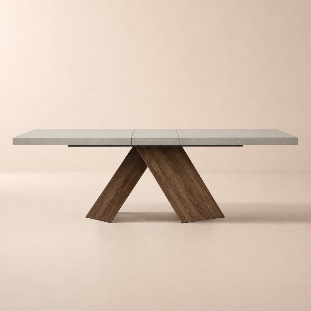 Farmhouse 200 - 240 cm Extendable Rectangular Concrete Gray Dining Table, Seats 6–8 window image