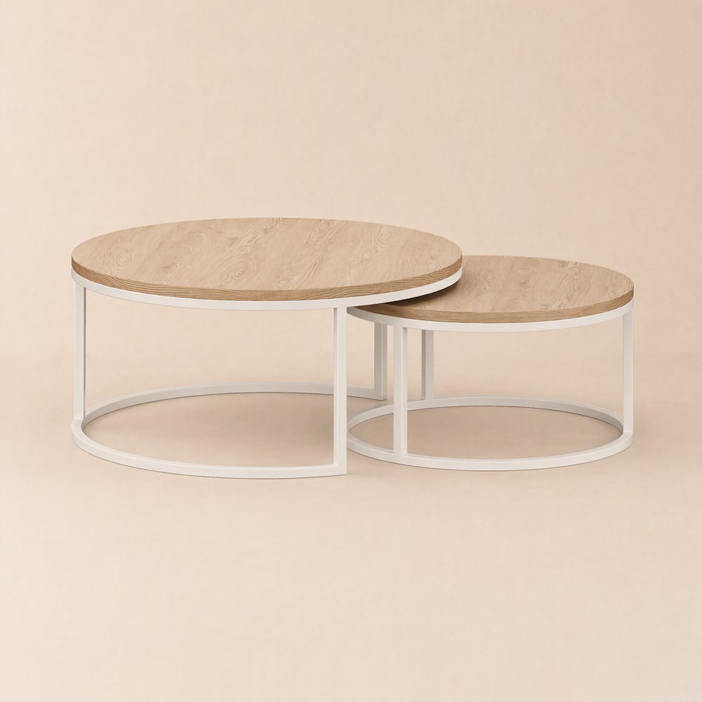 Fero 60 cm - 80 cm Natural Round Nesting Coffee Table window image