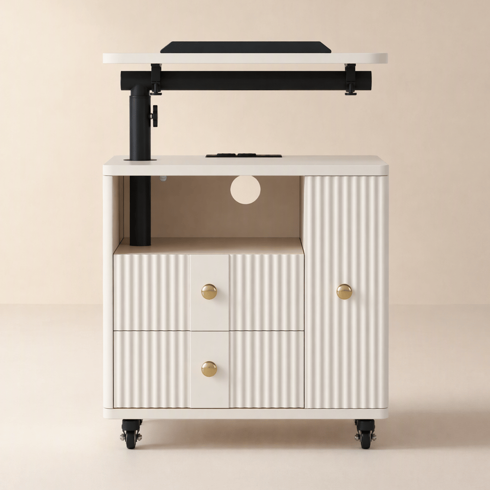 Fluted Smart Nightstand with Lift Up Table & Charging Station window image