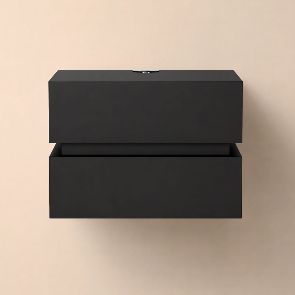Lumio Black 2-Drawer Floating LED Bedside Table with Charging Station window image