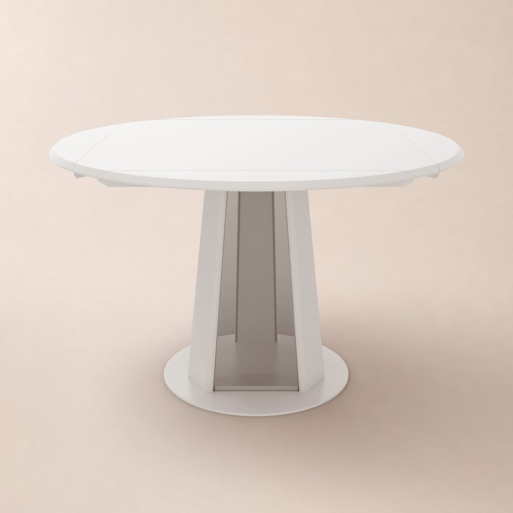 36"-47" Extendable Warm White Wood Dining Table with LED Light, Seats 2-4 window image