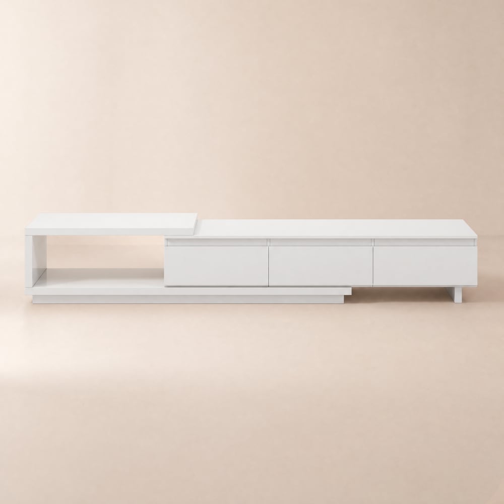 Quoint 71"-100" Extendable TV Stand with 3 Drawers & Light window image