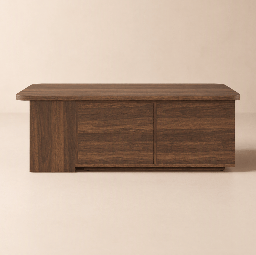 Mesa de café elevable con diseño extensible y almacenamiento Imagen de ventana
