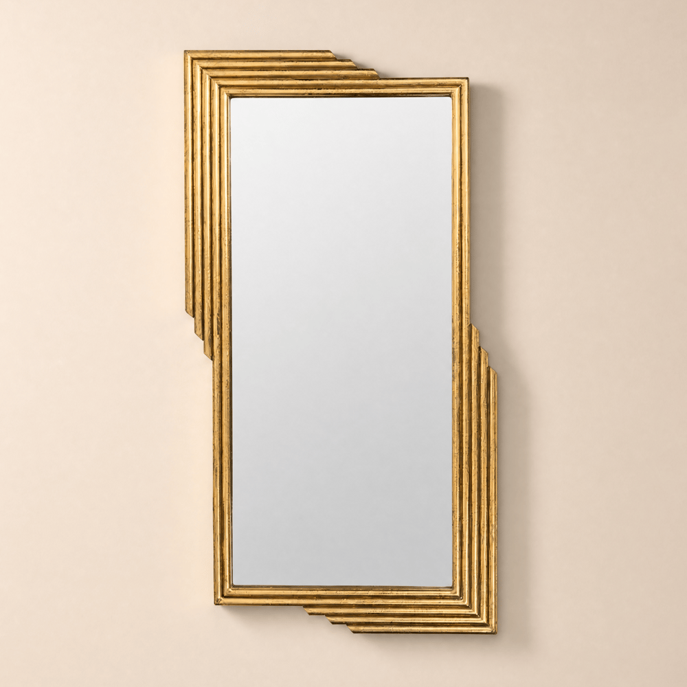 Modern Gold Metal Geometric Wall Decorative Mirror Entrance Rectangular Dressing Mirror window image