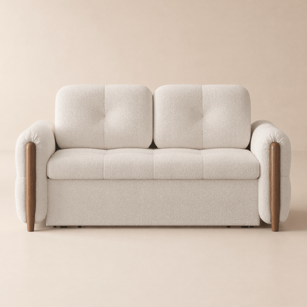Sofa convertible en tissu bouclette 2 places de 160 cm image de fenêtre
