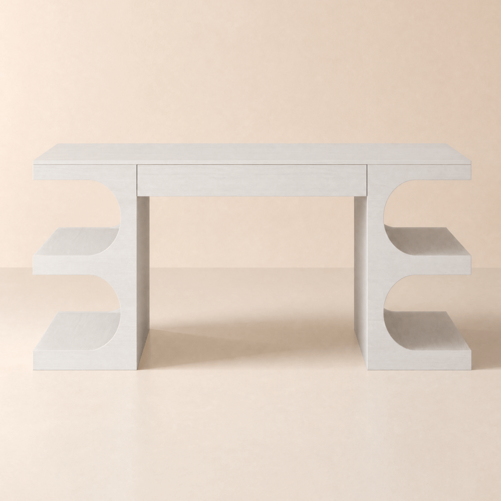 Bureau moderne rectangulaire blanc de 64 pouces avec rangement image de fenêtre