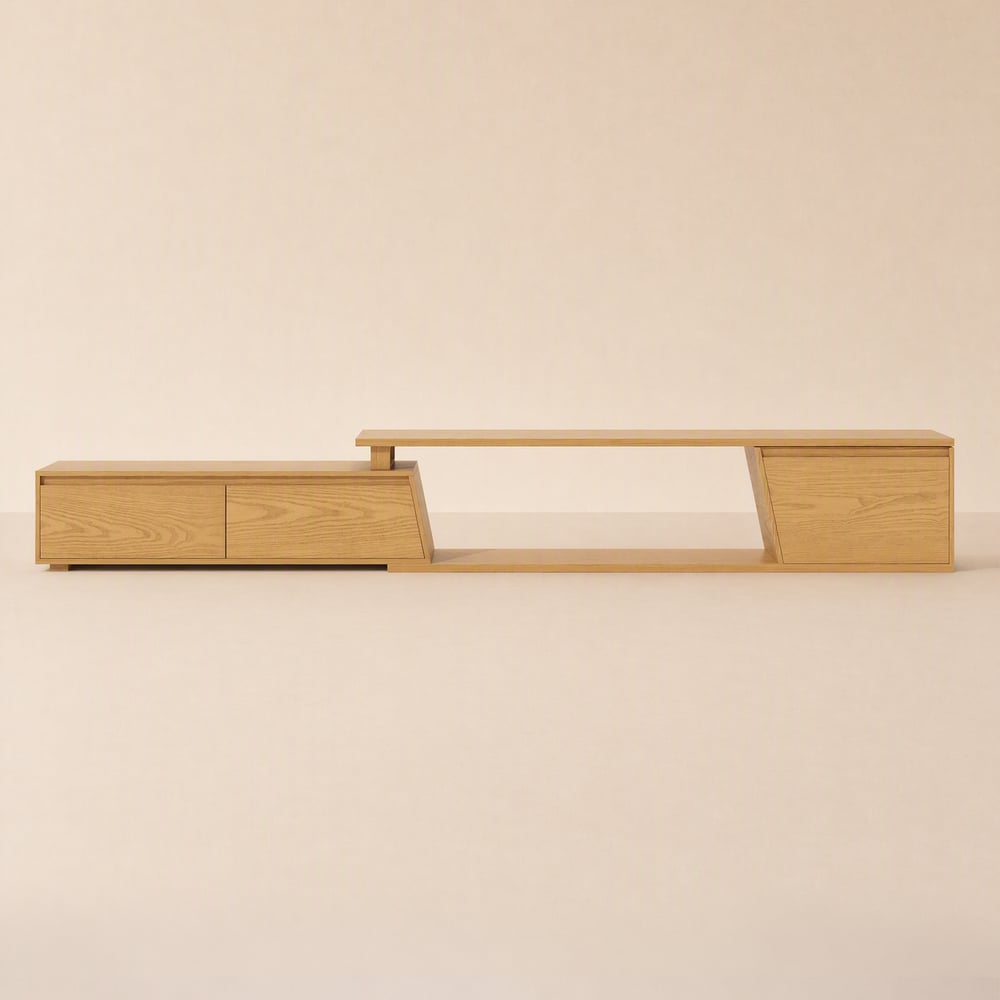 Fero Natural Extendable TV Stand with 3 Drawers(180cm-280cm) window image